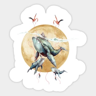 Flying Whales in the sky Sticker